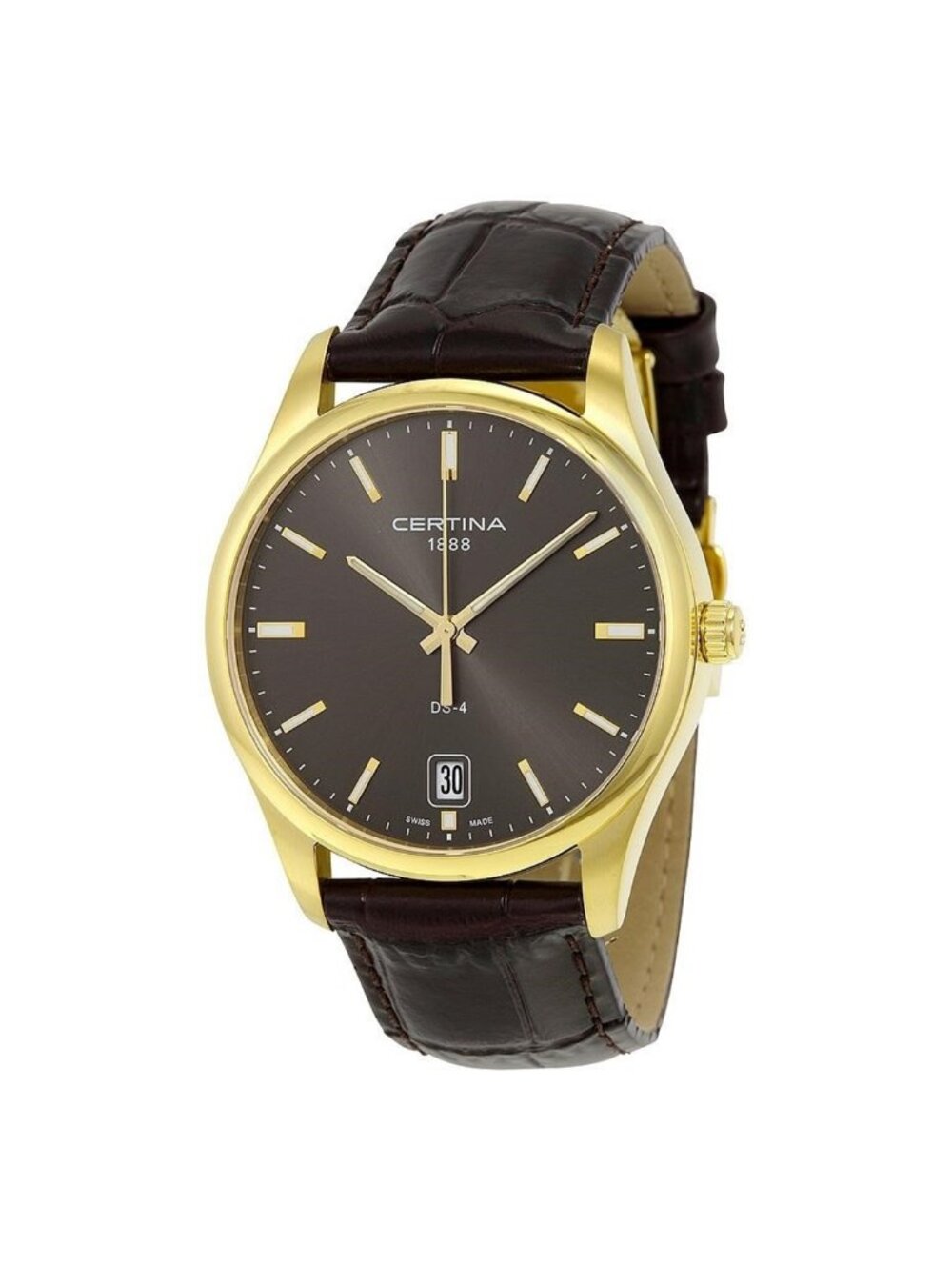 NWT Certina DS-4 Quartz Grey Dial Brown Leather Men's Watch